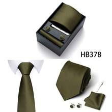 AlanKing Solid Color Men's Tie, Pocket Square, Cufflinks And Tie Clip 4-Piece Set, Premium Gift Box, Suitable For Formal Business And Formal Interviews - Color Mixing - View 2