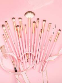 docolor 15pcs Neon Color Eyeshadow Makeup Brush Set, Includes Blending Brush, Packing Brush, Detail Brush, Suitable For Beginners, High-Quality Synthetic Fiber Eyeshadow Brushes, Professional Makeup Tools For Eyes And Eyebrows, Portable Travel Makeup Brushes, Gift For Women And Girls - Pink - View 3
