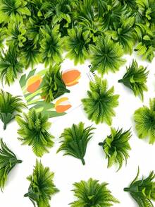 25 piezas de hojas de coco de 4 capas de planta de simulación, adiciones para arreglos florales de decoración del hogar, adiciones de modelo de árbol de flores de simulación en miniatura, adecuado para vías de tren de jardín, modelos de paisaje de calle, escena de paisaje - Multicolor - Ver 5