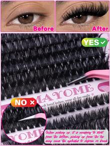 720/666PCS DIY Lash Clusters, 10-16mm Mixed Length High Volume Multi Styles False Eyelashes Extention Kit With BOND&SEAL, Tweezers And Brush, Friendly To Beginners, Suit For Daily, Wedding, Party, Outdoor,Travel, Festival Using, Lash Clusters - Multicolor - View 8