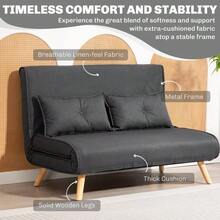 2 Seat Charcoal Grey Linen Look Sofa Bed Frame In Polyester For Living Room And Bedroom - Dark Grey 2 Seat - View 6