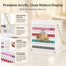 480-Color Magnetic Pull-Out Acrylic Nail Display Box, Detachable Nail Tip Display Board, Color Card Storage Organizer, Reusable Nail Display Rack, Nail Salon Supplies - Gold - View 4