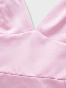 Women Elegant Silky Satin Dress Spaghetti Strap Fall Winter Apparel For Prom Birthday Party Dating Going Out - Pink - View 9