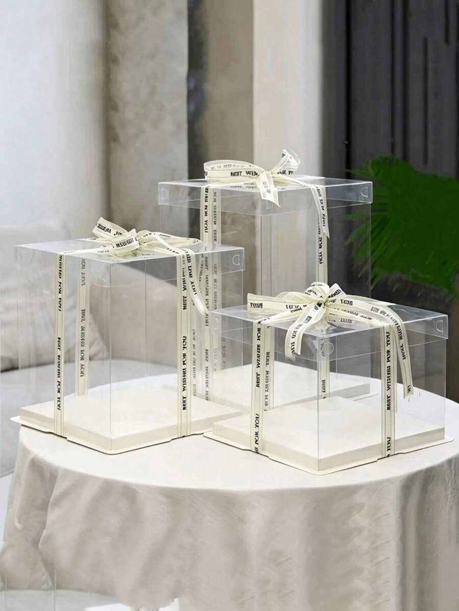 1pc Transparent Decorative Box, Gift Packaging Box, Used For Holiday Party Gift Packaging, Christmas, Halloween, Valentine's Day Gift Box Decoration Packaging, Flower Shoes PET Gift Box