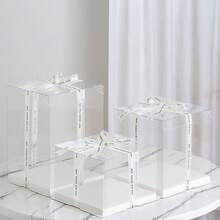 1pc Transparent Decorative Box, Gift Packaging Box, Used For Holiday Party Gift Packaging, Christmas, Halloween, Valentine's Day Gift Box Decoration Packaging, Flower Shoes PET Gift Box - White - View 8