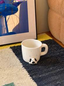 1pc 470ml 'Puppies And Kittens' Ceramic Mug, 'Little Black Cat On A Rainy Day' Coffee Mug – Cute Designs, Ideal For Home Decor And Tableware, Perfect For Coffee And Lattes In The Dining Room, Makes A Lovely Gift, And Great For Festive Decorations - Multicolor - View 10