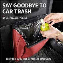 1/2PCS Kantong Sampah Mobil PU, Kantong Sampah Gantung Magnetik untuk Sandaran Kursi, Kantong Sampah Gantung Tahan Air, Tempat Sampah Lipat untuk Berkemah, Mengemudi Sendiri, Bepergian, Aksesori Mobil - MultiWarna - View 5