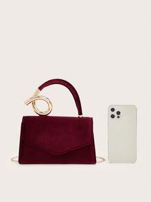 REMANLAND Women's Elegant Shiny Evening Bag, Luxury Party Bag, Unique Metal Handle, Formal Dress Bag, Bridal Essential Bag, Perfect For Parties, Weddings, Balls, Evening/Banquet, Can Be Paired With Wedding Dress, Formal Dress, Ball Gown, Birthday Dress, Party Dress, Perfectly Matches New Year Outfit, Perfectly Matches Women's Party Dress, Essential Wedding Supplies, Perfectly Matches Graduation Dress, Ball Gown, Party Ball Bag - Burgundy - View 8