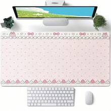 1pc Pink Bow Strawberry PU Leather Mouse Pad, Office Desk Mat, Computer Fast Typing Carpet Pad, Gamer Laptop Keyboard Desktop Mat, Cartoon Cute, Waterproof, Anti-Slip, Oil-Resistant - View 3