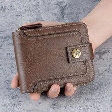 1pc Men's Fashion Tree Pattern Zipper PU Credit Card Holder, Small Zipper Coin Purse With Zipper Button Closure, Business Wallet, Ideal Gift For Men - Multicolor - View 6