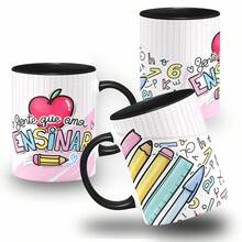 Caneca Gente que Ama Ensinar Personalizada para Professora - Colorida - Preto - Visão 1