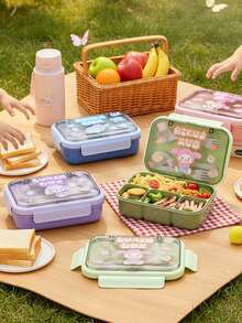 4-Compartment Bento Box, Leak-Proof Lunch Box, Convenient Meal And Snack Prep Divided Food Storage Container, Suitable For School, Office, Travel And Picnic - Multicolor - View 4