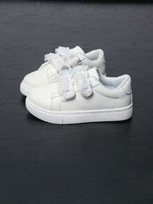 Spring/Autumn Fashion New Girls' Lace Hook-And-Loop Versatile Casual Sports Sneakers Skate Shoes Student Versatile - White - View 1