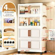 Foldable Storage Box 1/4/5 Layers, Large Double Opening Storage Organizer, Large Storage Box With Lid And Wheels For Clothes, Snacks, Books, Home Office Outdoor Foldable Container, Kitchen Storage Organizer - View 8