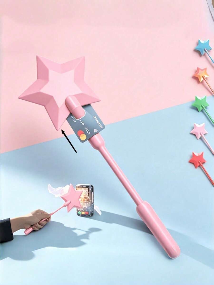 1個 3D列印觸碰支付星星魔杖，觸碰支付星形3D列印信用卡夾，感應支付金融卡夾，數位支付星星魔杖 - 適用於ATM操作、自助付款、消費付款及其他多種場景，適合惡作劇、嘉年華派對和派對禮物