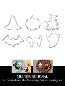 4/5/6pcs Halloween Cookie Cutter Set, Witch, Ghost, Bat, Pumpkin, Witch Hat, Black Cat Stainless Steel Cookie Cutters, Suitable For Halloween Baking Party - - - View 5