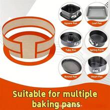 Reusable Non-Stick Cake Baking Mat Set, Round Cake Bottom Mat + Adjustable Cake Side Band, High Temperature Resistant Baking Release Mat, Oven Cake Mold Liner, Easy Release Cake Baking Accessories, Washable And Reusable Baking Tools, Suitable For Sponge Cake, Chiffon Cake, Replaceable Disposable Baking Parchment Paper, Flexible Adjustable Cake Side Band, Home DIY Baking Supplies - View 6