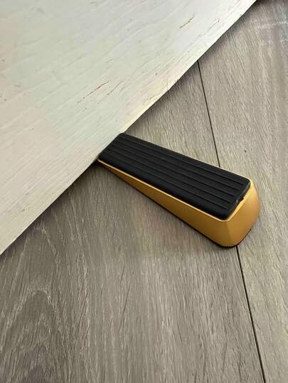 1 stuk gepolijste metalen deurstopper, schokabsorberende deurwig, geluidsdicht en winddicht, metalen frame met rubberen antislipmat, geen boren nodig, beste cadeau