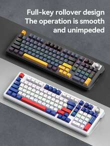T-WOLF Mechanical Keyboard Tri-Mode Red Switch Hot-Swappable Bluetooth Wireless RGB Gaming Keyboard With Knob Control - View 10