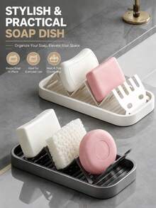 2/1pc Luxury Panda Stainless Steel Soap Holder, Household Countertop Draining Soap Box, Multi-Functional W-Shaped Layered Storage Rack, Wavy Rack Draining, Bathroom Kitchen Universal Soap Tray, Creative Drill-Free Soap Storage Rack, Multi-Compartment Partitioned Soap Storage, Minimalist Bathroom Soap Dish, Ventilated Quick-Drying Soap Holder, Practical Bathroom Soap Storage Rack - A - View 1