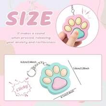 Cat Paw Push-Button Stress Relief Fingertip Toy Keychain, Office Travel Anxiety & Stress Relief Gift For Adults And Employees - Multicolor - View 5