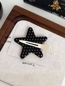 Black And White Polka Dot, Star, Flower, Seamless Hairpin, Side Clip. Suitable For Women's Daily Makeup Wear. - Multicolor - View 2