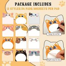 240 Sheets (20 Sheets*12 Books) Cute Cat, Dog And Other Animal Pattern Shaped Sticky Notes, DIY Scrapbook Decoration, Writable Self-Adhesive Reusable Memo Paper; Super Sticky; Office, Home, School, Meeting Memo Sticky Notes - 240 Sheets / 12 Packs - View 4
