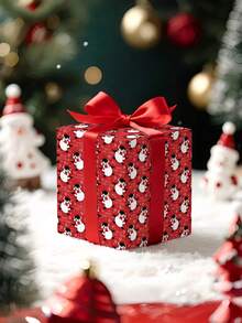 1 Roll Of Christmas Gift Wrapping Paper Featuring A Christmas Penguin Pattern;Perfect For Christmas Gift Wrapping,Holiday Party Decor,Home Festive Decoration,DIY Craft,Festive Favour Wrapping Dimensions: 43 Cm X 300 Cm - A - View 8