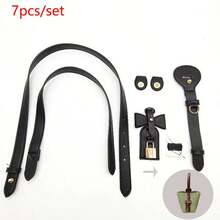 7pcs Handmade DIY Straw Handbag PU Accessories Kit, Hand-Sewn Vintage Bucket Bag Material Set, Adjustable One Shoulder Crossbody Strap + Bag Charm Set, Suitable For DIY Craft Enthusiasts, Bag Decoration And Modification - Multicolor - View 13