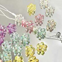 15mm, 100pcs, Charming Iridescent Acrylic Crystal Flower Beads, DIY Handmade Beading, Pet Crystal, Nail Art, Bracelet Accessories, Craft Materials, Suitable For Men And Women, Ideal For Daily Wear And Holiday Gifts - Multicolor - View 3