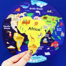 Quixorblex 1 Set Seven Continents Felt Puzzle, Interactive Geography Learning Tool, Montessori Educational Aids, Creative Felt Board, Classroom Teaching Props, Educational Resources For Home & Classroom - Multicolor - View 2