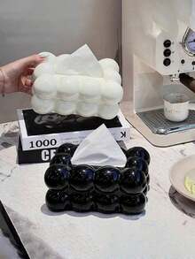 1pc Luxury Tissue Box, Cotton Candy Style Spherical Patchwork Design, Thanksgiving Living Room Tea Room Coffee Bar Homestay Desktop Storage Decor Ornament, Desktop Soft Decoration Storage Box - Model C - View 5