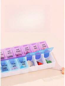 1pc Vintage 7-Day Morning & Evening Pill Box, 14-Compartment Large Capacity Medication Storage Box, Portable PP Material Pill Box, Suitable For Elderly, Travel And Office, Can Hold Vitamins And Various Medications - Multicolor - View 11