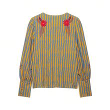 DEEKA 春/秋新款女式歐美風時尚極簡條紋花卉刺繡夾克 - 彩色 - 查看 3