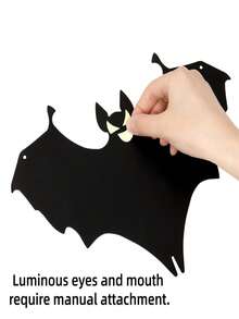 12pcs Halloween Decorations, Hanging 3D Bat Ornaments With Glow-In-The-Dark Eyes For A Realistic And Spooky Effect. Suitable For Halloween Atmosphere Decorations, Hanging On Trees As 3D Fluorescent Glow-In-The-Dark Party Decorations - Multicolor - View 6