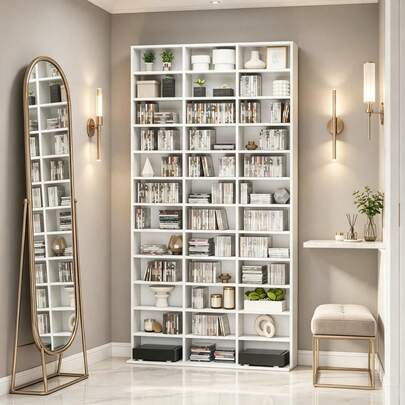 Scaffale classico,Torre di stoccaggio funzionale per media e decorazioni,Scaffale media moderno,Scaffale per CD e DVD