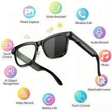 AI Smart Camera Glasses, Supports 139 Languages Real-Time Translation, 8MP HD POV Camera, Bluetooth 5.4, Voice Control, Music & Calls, Photo & Video Recording, Suitable For Travel, Social Communication And Vlog Creation Smart Device - View 3