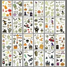 zillor 24 Sheets Fluorescent Halloween Temporary Tattoo Stickers, 250 Unique Designs Total, Glow-In-The-Dark Pumpkin, Vampire, Skull, Ghost, Bat, Spider Patterns, Halloween Party Gifts, Decorations, Costume Party Accessories, Prank Makeup Props - Green - View 12