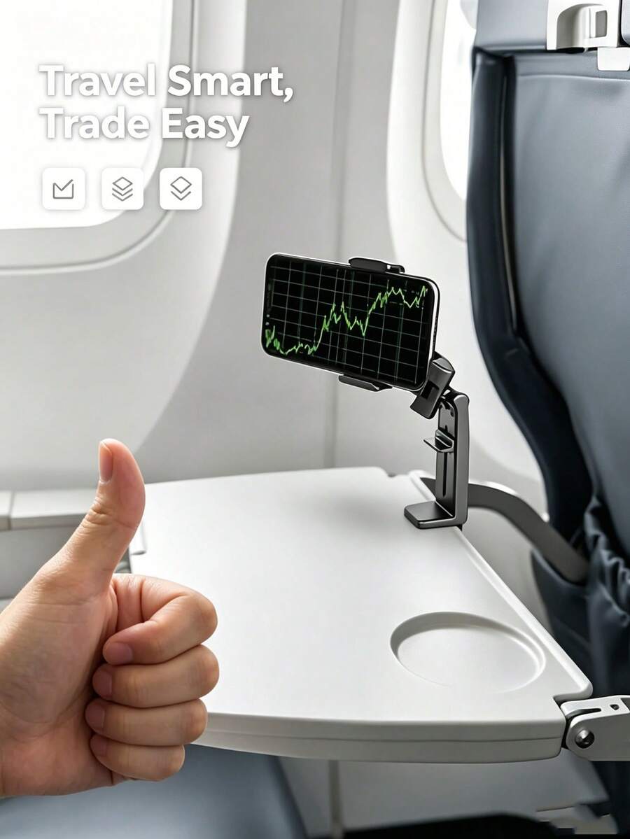 Airplane Phone Holder, Portable Travel Stand, Foldable Adjustable Rotatable Selfie Stand, Suitable For Airplane Seats, Back To School Supplies, Adjustable Travel Phone Holder, 360° Rotating Desktop Phone Clip, Compact Design, Suitable For Airplane Seats - Multicolor - View 1