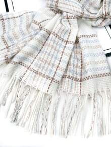 1pc Universal Multicolor Plaid New Style Versatile Casual Scarf Suitable For Autumn/Winter Use - White Dashed Grid - View 4