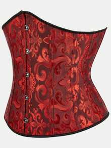 Court Style Jacquard Waist Cincher With Front Buckle And Back Lace-Up, Fishbone Corset For Daily Wear, Party And Halloween Outfit - Multicolor - View 33