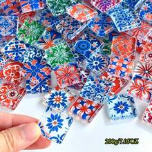 100/200g Translucent Mandala Pattern Glass Mosaic Tiles, Mixed Random Assorted Patterns Vintage Style Mosaic Glass Pieces, Suitable For Handmade Coasters, Jewelry Pendant Making, Pool Wall, Countertop Inlay Decoration And Landscaping - TM-2 - View 7