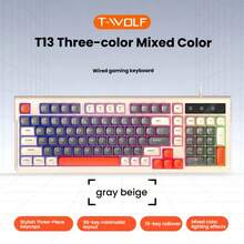 T-WOLF Set Keyboard dan Mouse Gaming, Keyboard dan Mouse Berkabel dengan Lampu Latar, Keyboard Kantor/Rumah Berkabel 98 Tombol dengan Blok Warna Kustomisasi Cetakan Pribadi, 6 Buah Mouse Multi-Warna - View 12