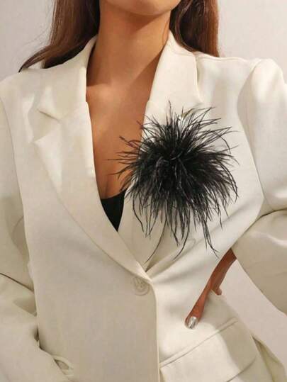 1pc Premium Vintage Classic Feather Brooch, Fashionable Versatile Clothing Accessory Gift