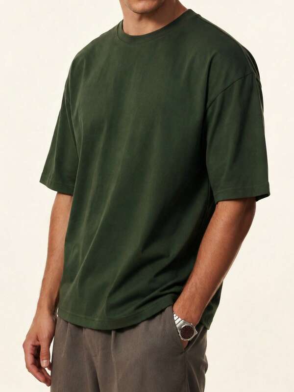 Men's 100% Organic Cotton Plain Oversize Navy Blue Men's T-Shirt