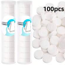 100 قطعة مناشف مضغوطة، مناديل/مناشف مضغوطة صغيرة محمولة، مناسبة للسفر والتخييم في الهواء الطلق وصالونات التجميل - متعدد الألوان - مشاهدة 1