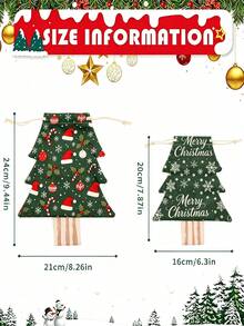 1pc Tree-Shaped Drawstring Storage Bag, Christmas Print With Hanging Rope Detail, Decorative Storage & Gift Packaging, Christmas Tree Ornament, Suitable For Christmas Party, Home Fireplace & Window Decor - Multiple Colors and Styles - View 6