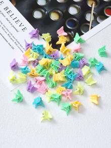50pcs Girls Cute Colorful Butterfly Mini Hair Clips, Summer Suitable For Girls Colorful Butterfly Mini Hair Clips, Hair Accessories Princess Bangs Clips Small Hair Clips Random Color - Multicolor - View 1