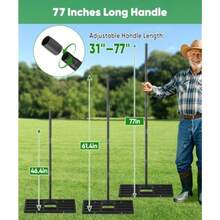 Lawn Leveling Rake 44x10 Inch, Heavy Duty Lawn Leveler Tool With 77" Adjustable Long Handle, Powder-Coat Steel Garden Rake, Ground Leveler For Yard Smoothing Soil Grass Dirt Sand, Black - Black - View 6