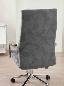 1pc Leaf Jacquard Office Chair Cover, Elastic Computer Desk Office Chair Cover, Universal Swivel Chair Cover, Suitable For Study Room Gaming Chair, Removable Washable Soft Fit Dust-Proof Protective Cover With Zipper - Dark Grey - View 7